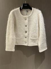 Celine Cardigan Jacket In Brushed Mohair Off White - 1