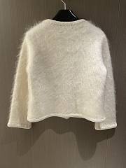 Celine Cardigan Jacket In Brushed Mohair Off White - 3