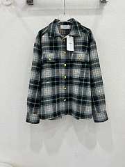 Celine Shirt Jacket In Check Cashmere Gris/Noir/Bleu/Vert - 1