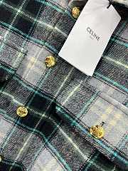 Celine Shirt Jacket In Check Cashmere Gris/Noir/Bleu/Vert - 5