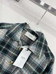 Celine Shirt Jacket In Check Cashmere Gris/Noir/Bleu/Vert - 4