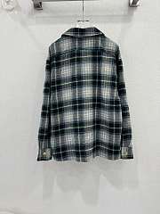 Celine Shirt Jacket In Check Cashmere Gris/Noir/Bleu/Vert - 2