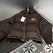 Celine Triomphe Cropped Down Jacket In Lightweight Nylon Chocolate - 4
