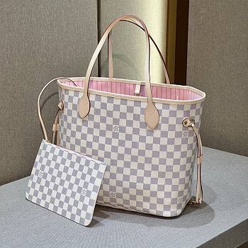 Louis Vuitton N41605 Neverfull MM Damier Azur Rose Ballerine Pink Size 31 x 28 x 14 cm