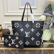 Louis Vuitton M58907 Neverfull MM Black / Beige Monogram Size 31 x 28 x 14 cm - 1