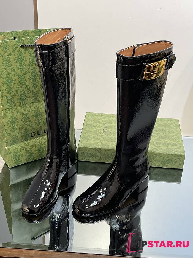 Gucci Women's Retro G Boot Black Leather ‎750493 - 1