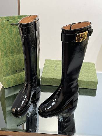 Gucci Women's Retro G Boot Black Leather ‎750493