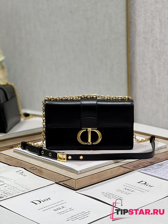 Dior 30 Montaigne East-West Bag With Chain Black Calfskin Size 21 x 12 x 6 cm - 1
