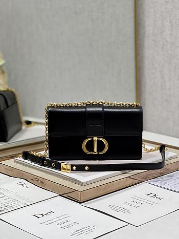 Dior 30 Montaigne East-West Bag With Chain Black Calfskin Size 21 x 12 x 6 cm
