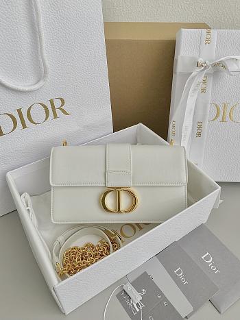 Dior 30 Montaigne East-West Bag With Chain White Calfskin Size 21 x 12 x 6 cm