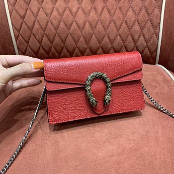 Gucci Dionysus Leather Super Mini Bag 476432 Red Leather Size Size 16.5x10x4 cm