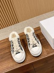 Walk'N'Dior Platform Sneaker Deep Blue Dior Oblique Embroidered Cotton and White Shearling - 4