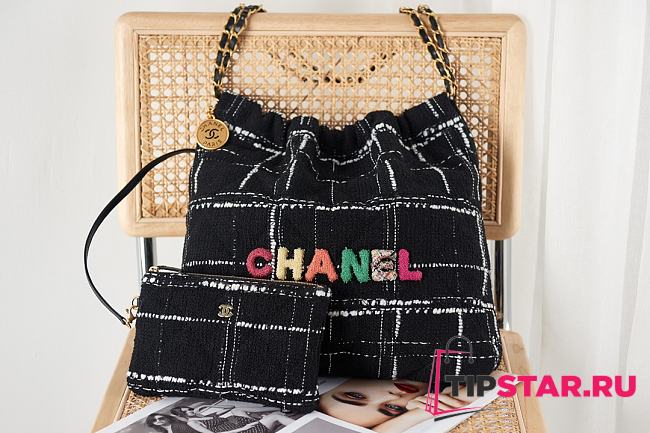 Chanel 22 Handbag AS3261 Black & Multicolor Tweed Size 39 × 42 × 8 cm - 1