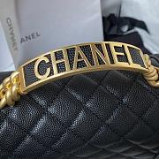 Chanel Boy Handbag With Handle Black Grained Calfskin A94805 Size 12 × 20 × 7 cm - 5