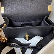 Chanel Boy Handbag With Handle Black Grained Calfskin A94805 Size 12 × 20 × 7 cm - 3