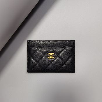 Chanel Classic Card Holder AP0213 Grained Calfskin Black Size 7.5 × 11.2 × 0.5 cm