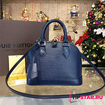 Louis Vuitton M40855 Alma BB Indigo Blue Epi Leather Size 23.5 x 17.5 x 11.5 cm
