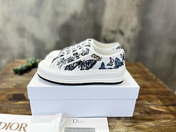 Walk'N'Dior Platform Sneaker Pastel Midnight Blue Multicolor Embroidered Cotton with Toile de Jouy Mexico Motif