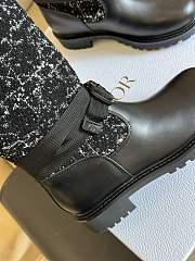 Dior D-Major Boot Black Calfskin with Black and White Cannage Tweed - 3