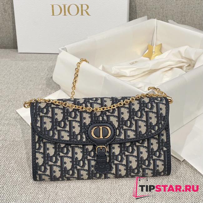 Dior Bobby East-West Pouch With Chain Blue Dior Oblique Jacquard Size 21.5 x 12 x 4 cm - 1