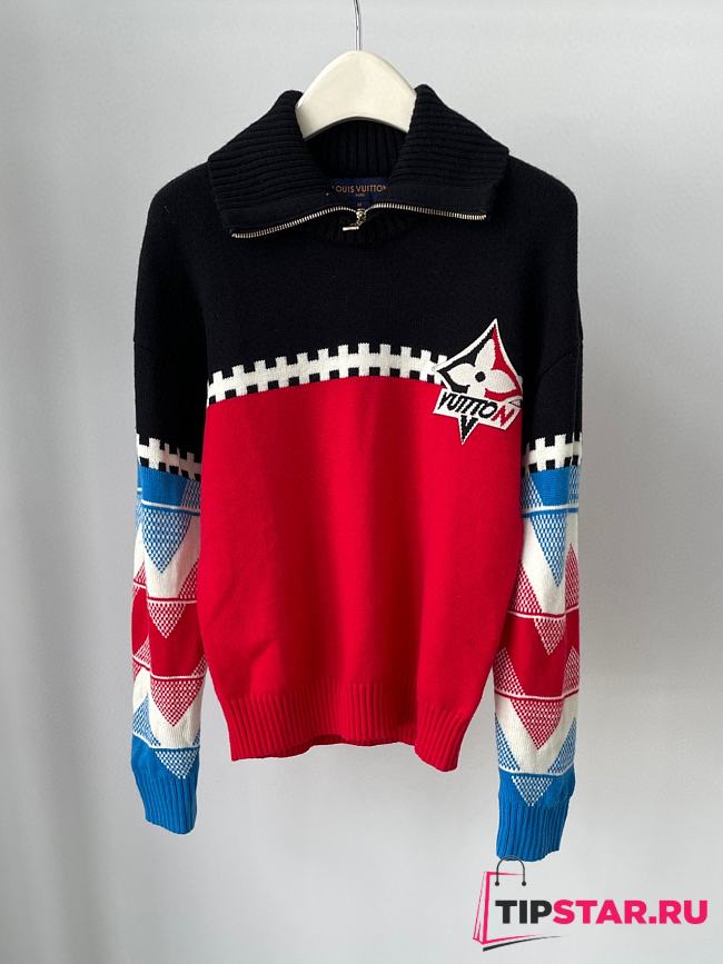 LV Ski Tricolor Knit High Neck Pullover - 1