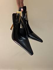 YSL Lee Slingback Pumps In Glazed Leather Black 11cm - 1