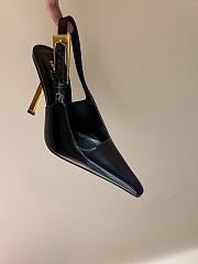 YSL Lee Slingback Pumps In Glazed Leather Black 11cm - 4