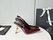 YSL Lee Slingback Pumps In Patent Leather Marron Glace 11cm - 1
