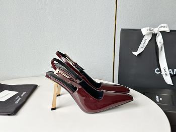 YSL Lee Slingback Pumps In Patent Leather Marron Glace 11cm