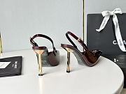 YSL Lee Slingback Pumps In Patent Leather Marron Glace 11cm - 3
