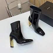 YSL Auteuil Booties In Glazed Leather Black - 5