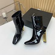 YSL Auteuil Booties In Glazed Leather Black - 3