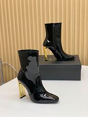 YSL Auteuil Booties In Glazed Leather Black - 2