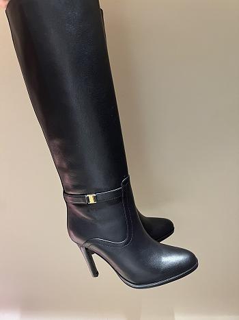 YSL Diane Boots In Grained Leather Black