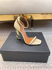 YSL Opyum Sandals In Smooth Leather Real Beige 11cm - 3