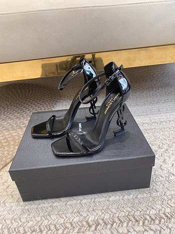 YSL Opyum Sandals In Patent Leather Black 11cm