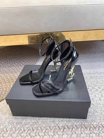 YSL Opyum Sandals In Patent Leather Black & Gold 11cm