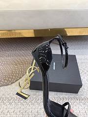 YSL Opyum Sandals In Patent Leather Black & Gold 11cm - 4