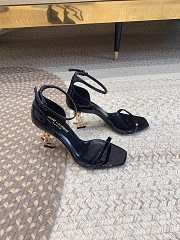 YSL Opyum Sandals In Patent Leather Black & Gold 8.5cm - 4