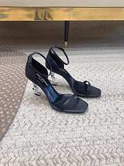 YSL Opyum Sandals In Smooth Leather Black & Silver 8.5cm - 4