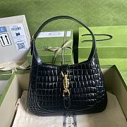 Gucci Jackie 1961 Crocodile Small Shoulder Bag 636709 Black Size 27.5x19x4 cm - 1