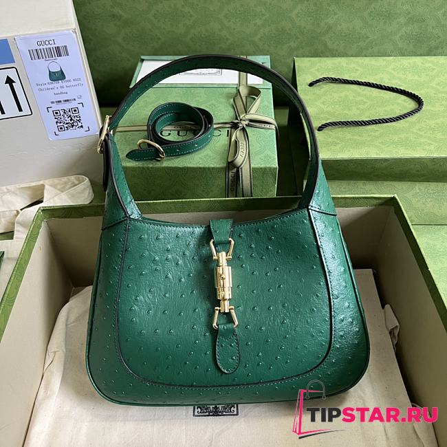 Gucci Jackie 1961 Small Ostrich Bag Green Size 27.5x19x4 cm - 1
