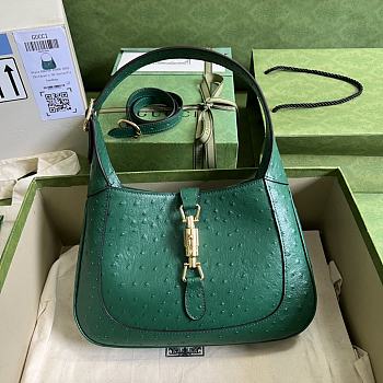 Gucci Jackie 1961 Small Ostrich Bag Green Size 27.5x19x4 cm