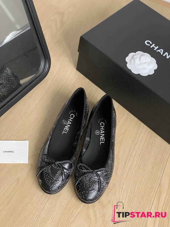 Chanel Ballet Flats Printed Calfskin Black & White G02819 - 1