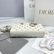 Dior Medium Lady D-Joy Bag White Cannage Lambskin with Gold-Finish Butterfly Studs Size 26 x 13.5 x 5 cm - 5