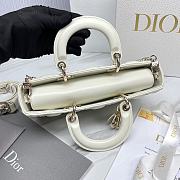 Dior Medium Lady D-Joy Bag White Cannage Lambskin with Gold-Finish Butterfly Studs Size 26 x 13.5 x 5 cm - 4