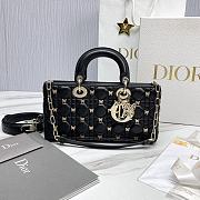 Dior Medium Lady D-Joy Bag Black Cannage Lambskin with Gold-Finish Butterfly Studs Size 26 x 13.5 x 5 cm - 1