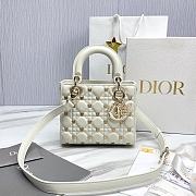 Small Lady Dior Bag White Cannage Lambskin with Gold-Finish Butterfly Studs Size 20 x 17 x 8 cm - 1