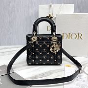 Small Lady Dior Bag Black Cannage Lambskin with Gold-Finish Butterfly Studs Size 20 x 17 x 8 cm - 1
