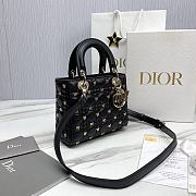 Small Lady Dior Bag Black Cannage Lambskin with Gold-Finish Butterfly Studs Size 20 x 17 x 8 cm - 4